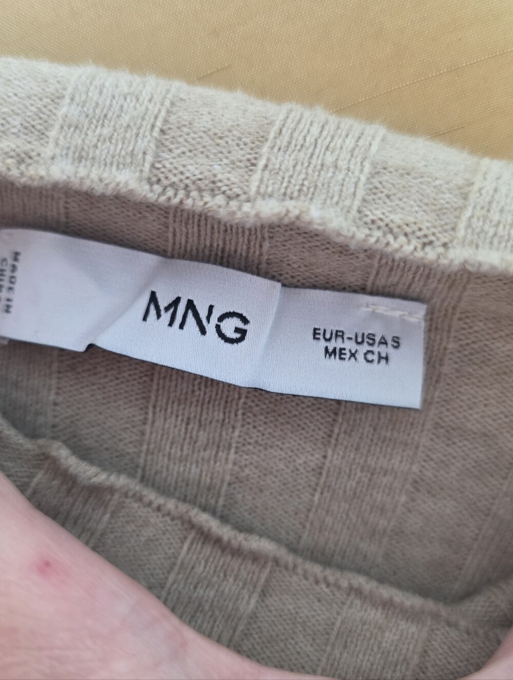 🍁❄️ Mango Ribbed Mock Neck Knit Sweater Beige Size S - Picture 6 of 6